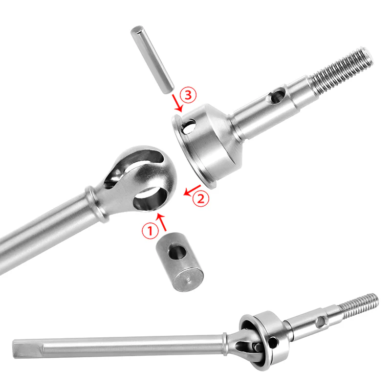 INJORA +2mm Thread Axle Shafts for Stock Length TRX4M Axles - Image 6