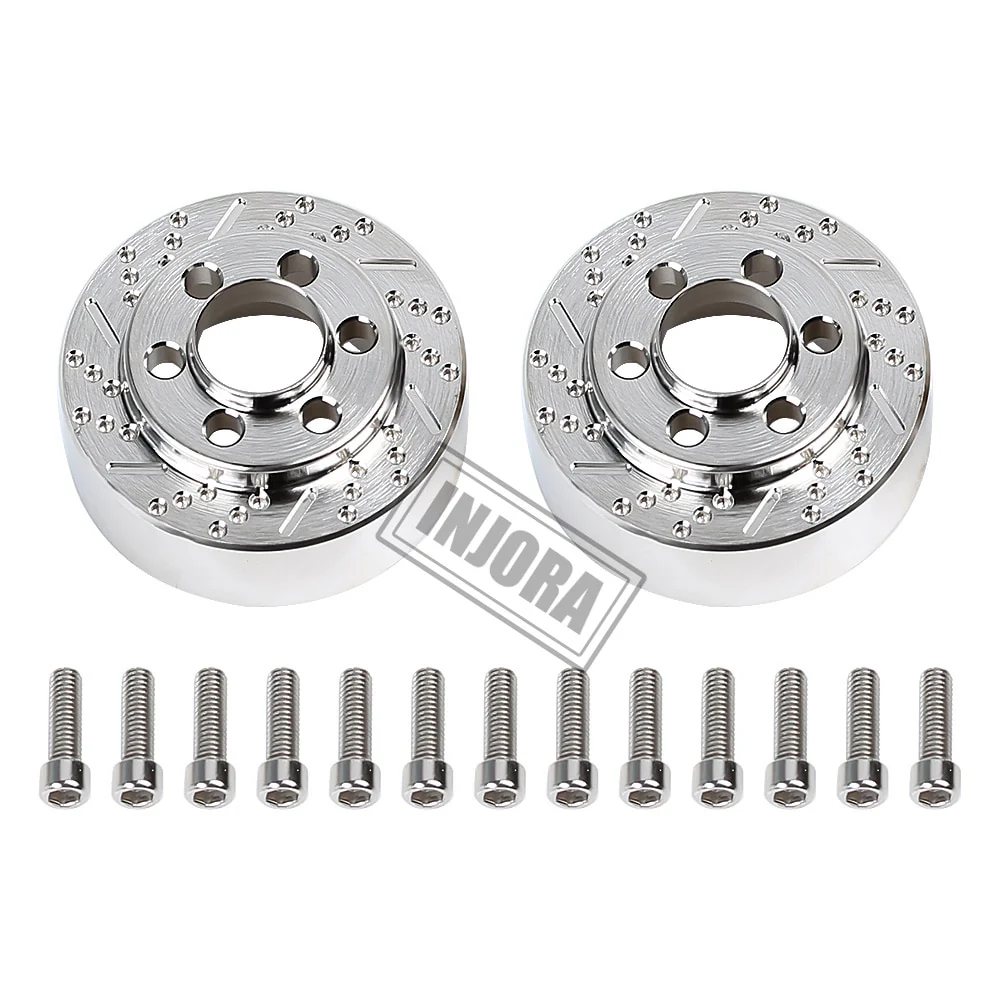 INJORA 2PCS Silver Anodized Brass Brake Disc Weights for 1.9" Wheels - Image 3