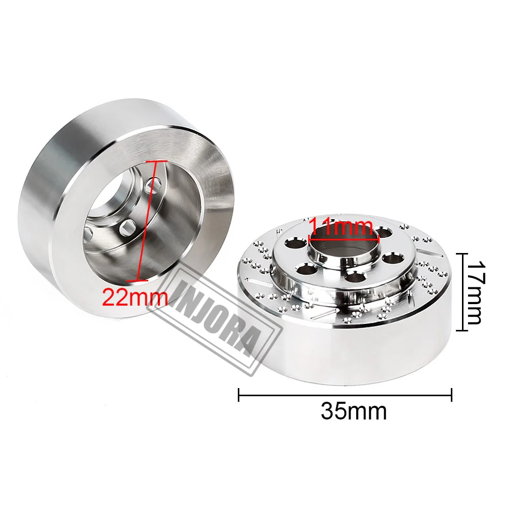 INJORA 2PCS Silver Anodized Brass Brake Disc Weights for 1.9" Wheels - Image 4
