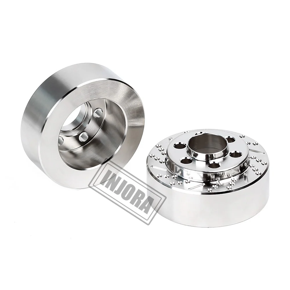 INJORA 2PCS Silver Anodized Brass Brake Disc Weights for 1.9" Wheels - Image 5