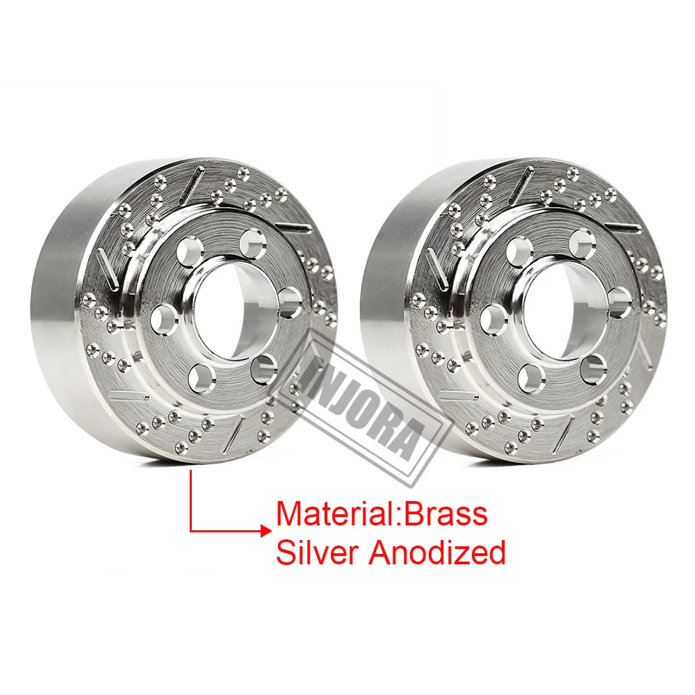 INJORA 2PCS Silver Anodized Brass Brake Disc Weights for 1.9" Wheels - Image 7