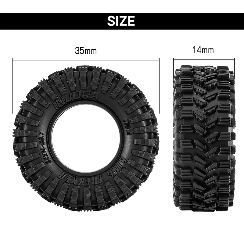 INJORA 0.7" 35*14mm King Trekker Tires for 1/30 SCX30 (T7014) (4) - Image 4
