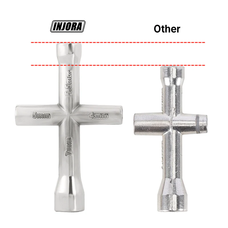 INJORA 4.0 5.0 5.5 7.0mm Cross Wrench Hex Socket for 1/10 1/18 1/24 RC Crawler - Image 2