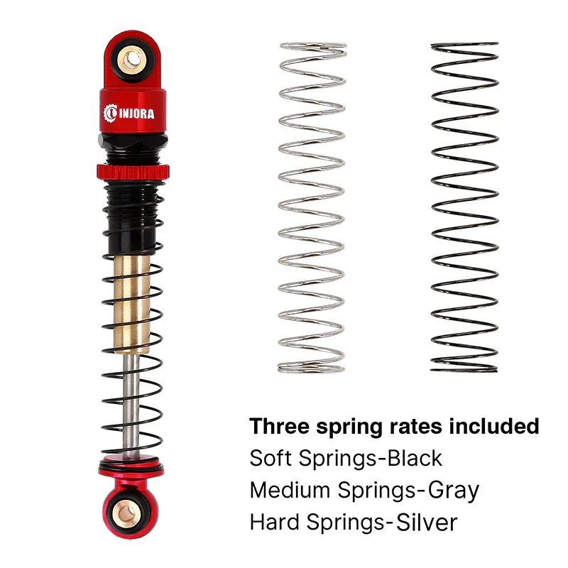 INJORA 43mm Aluminum Threaded Double Barrel Shocks Dampers for Axial SCX24 - Image 3