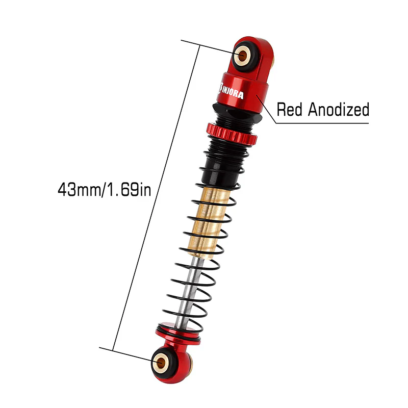 INJORA 43mm Aluminum Threaded Double Barrel Shocks Dampers for Axial SCX24 - Image 4