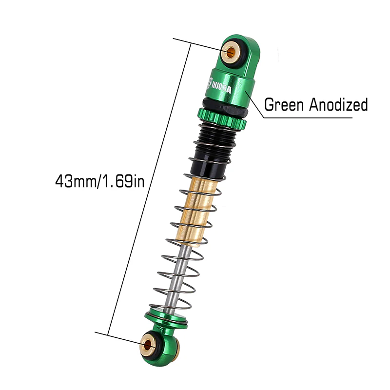 INJORA 43mm Aluminum Threaded Double Barrel Shocks Dampers for Axial SCX24 - Image 10