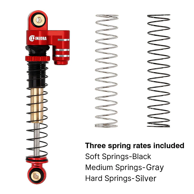 INJORA 43mm Aluminum Threaded Double Barrel Shocks with Fake Reservoir for Axial SCX24 - Image 3