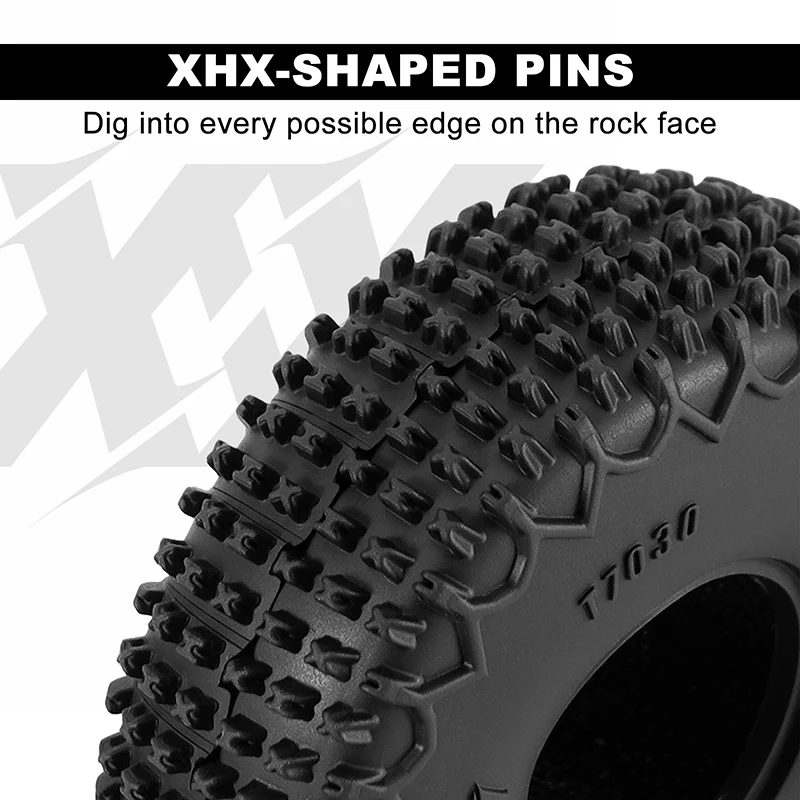 INJORA 44*16mm 0.7" XHX Pin Tires for 1/30 SCX30 (T7030) - Image 3