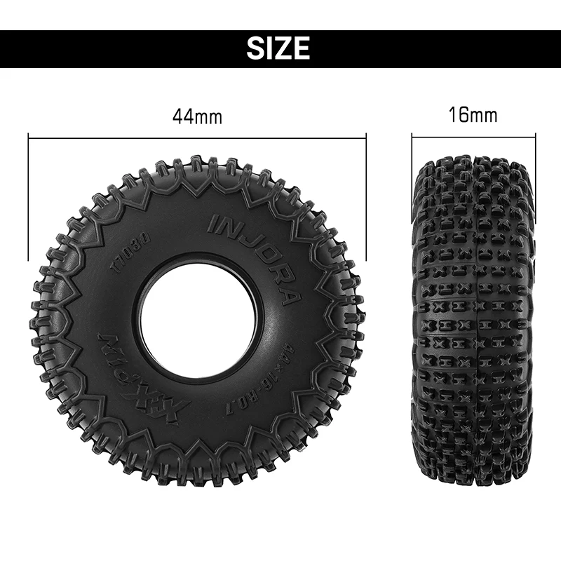 INJORA 44*16mm 0.7" XHX Pin Tires for 1/30 SCX30 (T7030) - Image 5