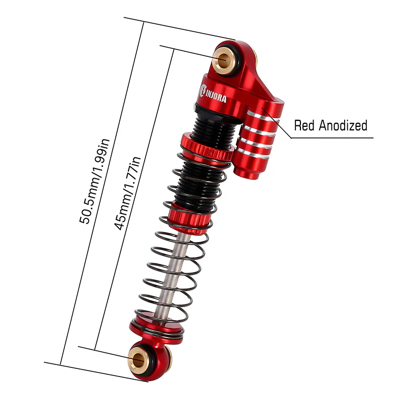 INJORA 45mm Aluminum Threaded Oil Shocks with Fake Reservoir for FMS FCX24 FCX18 - Image 6