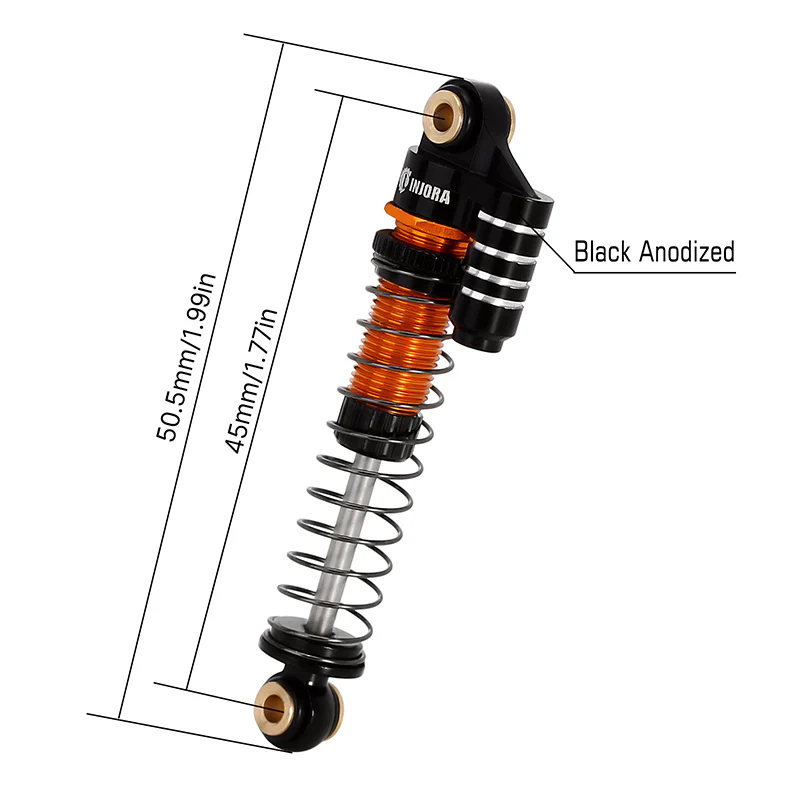 INJORA 45mm Aluminum Threaded Oil Shocks with Fake Reservoir for FMS FCX24 FCX18 - Image 8