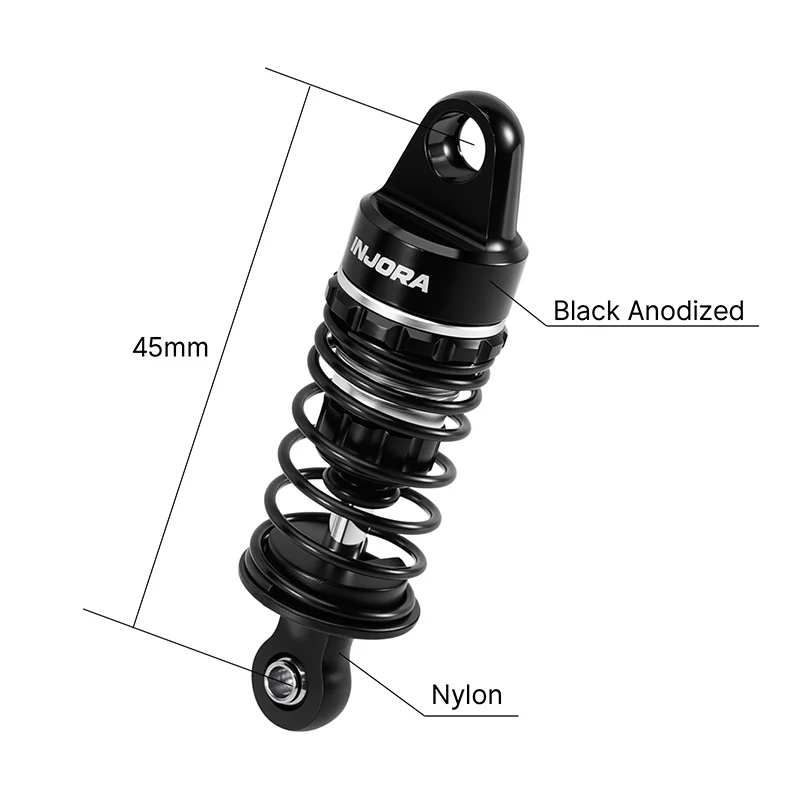 INJORA 45mm Oil Shocks with Progressive Rate Springs for 1/12 Losi Nascar - Image 5