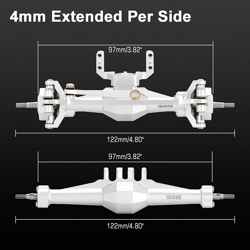 [US Warehouse] INJORA +4mm Diamond Axles with Lay Down Servo Mount & Links for 1/18 TRX4M - Image 5