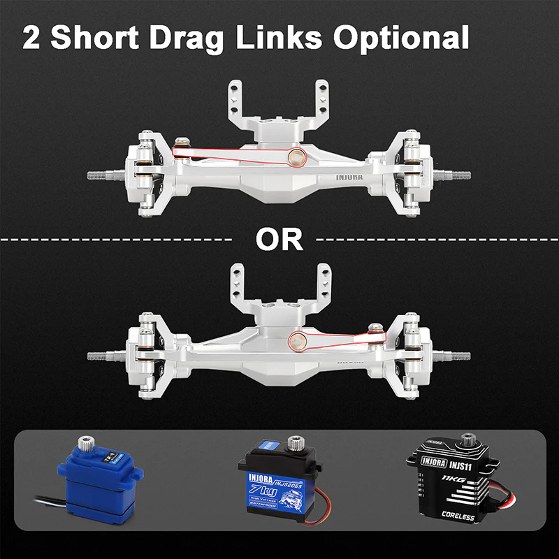 [US Warehouse] INJORA +4mm Diamond Axles with Lay Down Servo Mount & Links for 1/18 TRX4M - Image 6