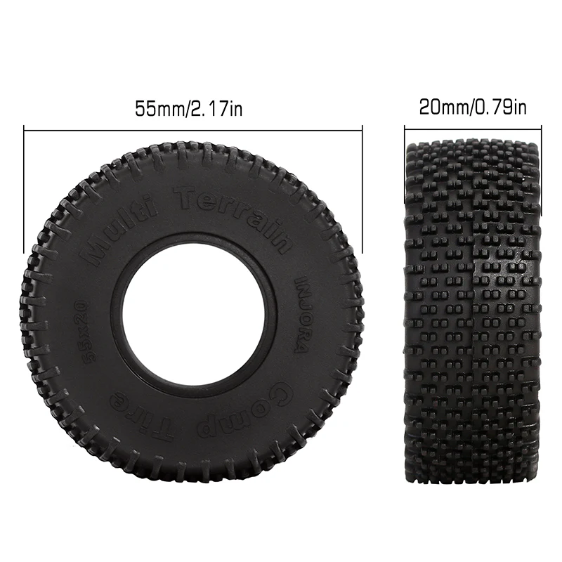 INJORA 1.0" 55*20mm Comp Pin Tires (T1013) (4) - Image 4