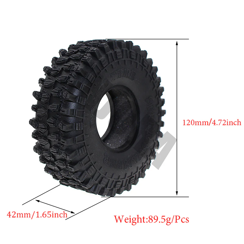 [US Warehouse] INJORA 4PCS 1.9" 120*42mm Rubber Tires Tyres for 1/10 RC Crawler - Image 2
