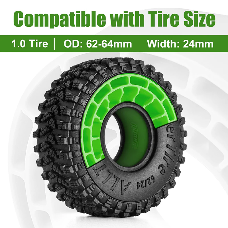 [US Warehouse] INJORA 4pcs Silicone Rubber Inserts For 62-64mm*24mm 1.0" Tires (1064) - Image 10