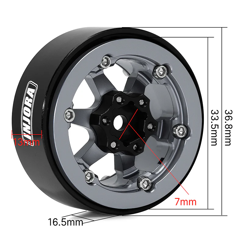 INJORA 1.3" Aluminium -5.25mm Offset Wheels for Micro Crawlers (W1313) - Image 11