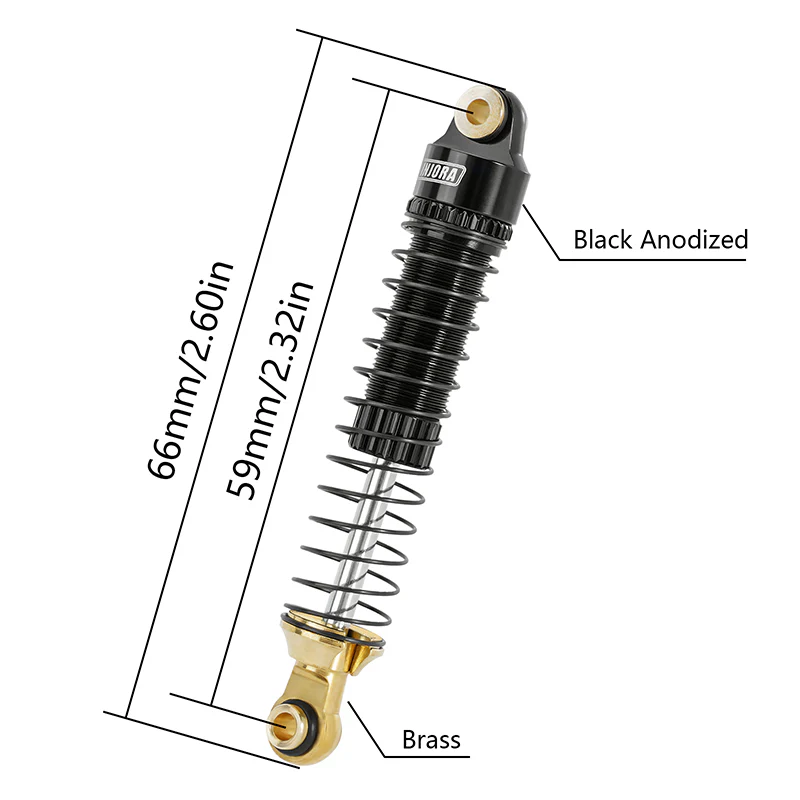 INJORA 59mm Long Threaded Oil Shocks with Brass End for 1/18 TRX4M Upgrade - Image 4