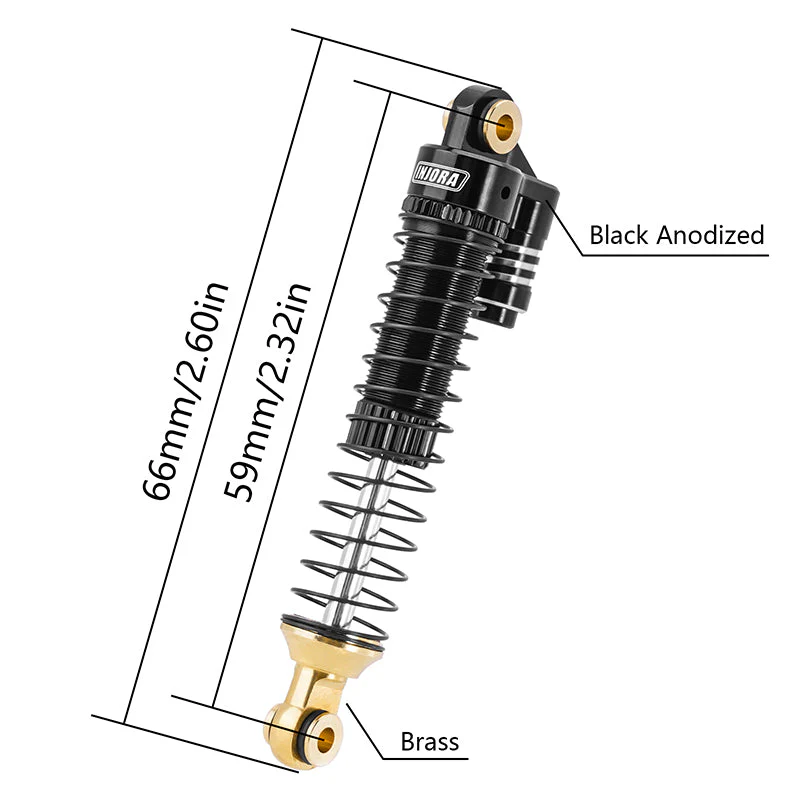 INJORA 59mm Long Threaded Oil Shocks with Brass End for 1/18 TRX4M Upgrade - Image 9