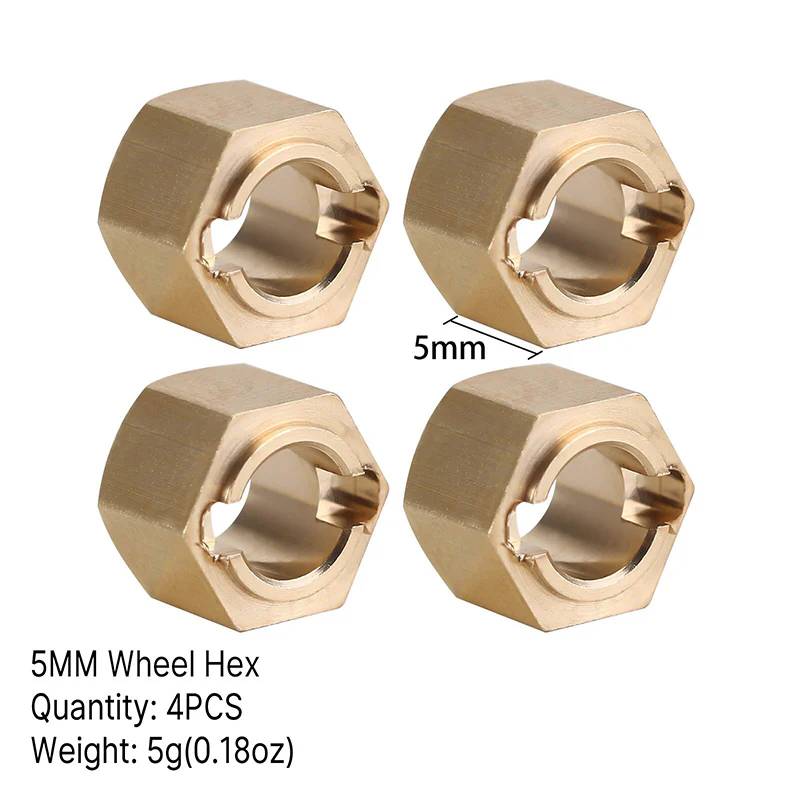 INJORA 7mm Brass Wheel Hex Hub Extenders for FMS FCX24 FCX18 (FCX24-07) - Image 5