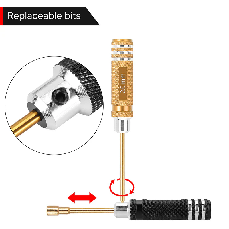 INJORA 7 Colors Short Handle Hex Screwdriver Nut Driver Tool Kit for 1/18 1/24 RC Crawlers - Image 4