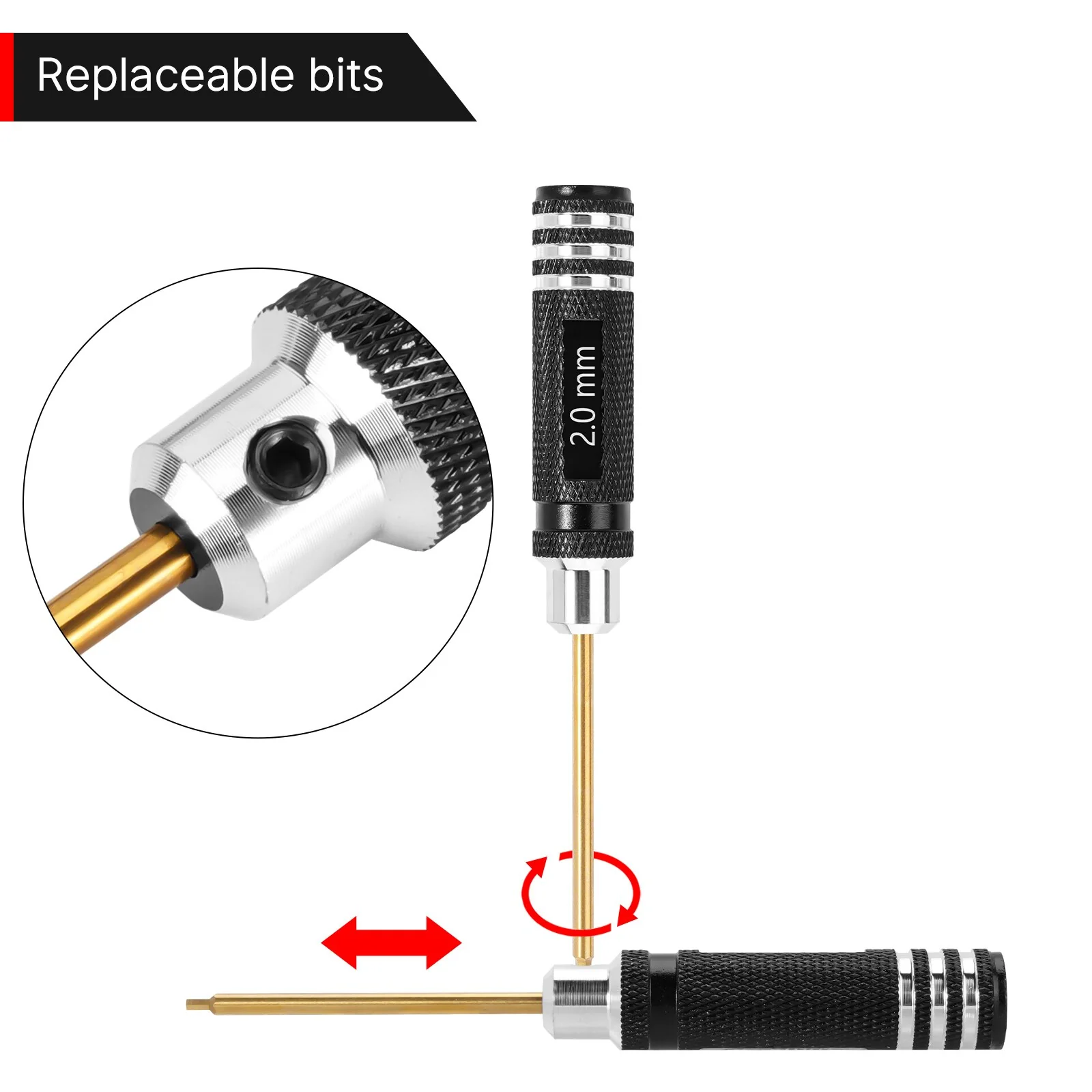INJORA 7PCS Short Handle Hex Screwdriver Nut Driver Tools Kit for 1/18 1/24 RC Crawlers - Image 5