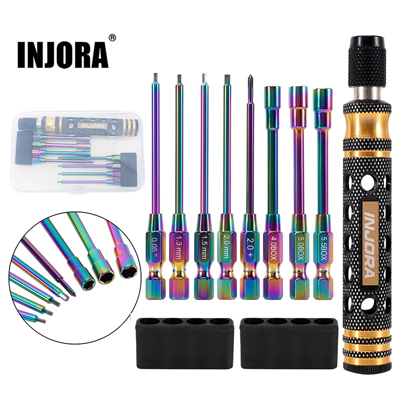 INJORA 8-in-1 Quick-Change Hex Phillips Nut Driver Set for 1/24 1/18 RC Crawler