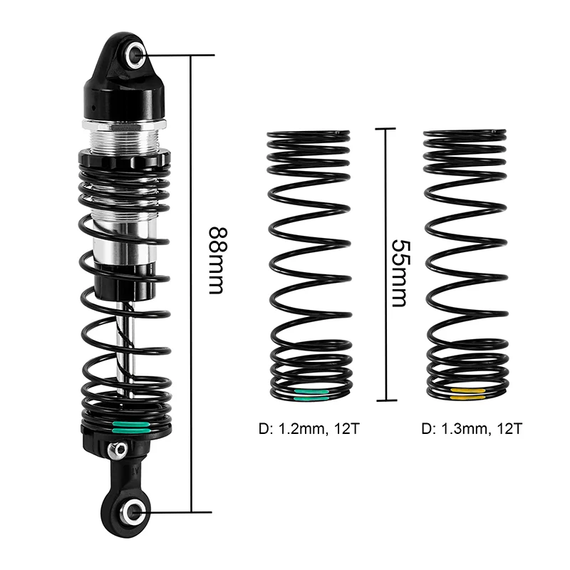 INJORA 88mm Oil Shocks with Progressive Springs for 1/16 Monster Truck Mini Maxx Mini XRT - Image 10