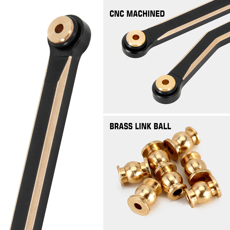 [Clearance Sale] INJORA 8PCS Black Brass High Clearance Links Set for 1/24 Axial SCX24 Deadbolt Betty - Image 5