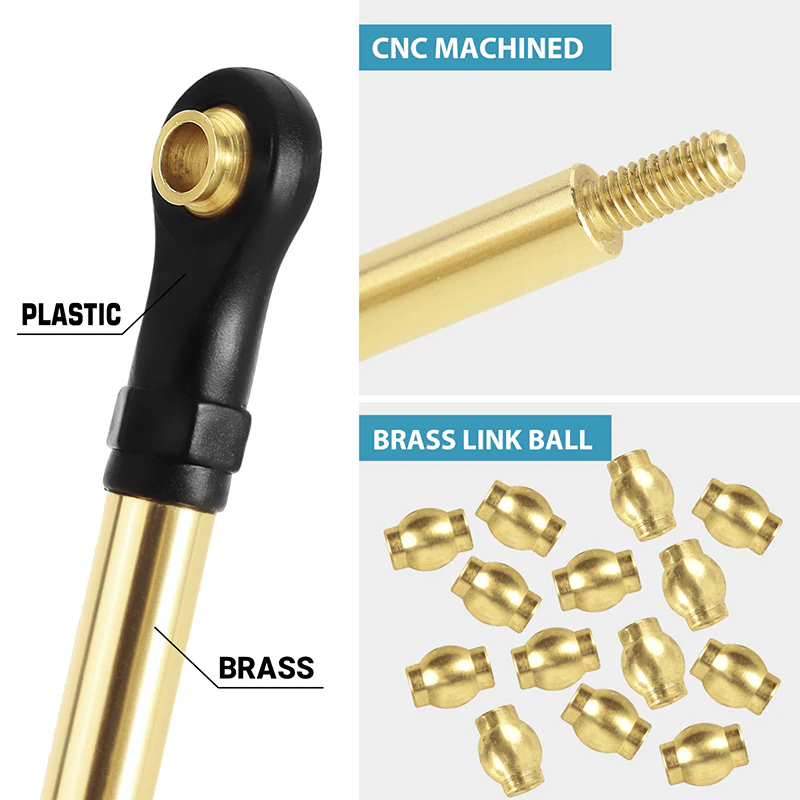 INJORA 8PCS Brass High Clearance Links Set for 1/18 TRX4M Defender Bronco - Image 6