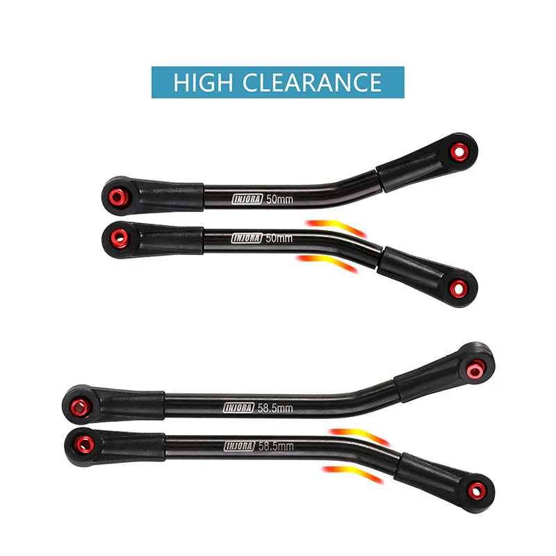 [US Warehouse] INJORA 8PCS Stainless Steel High Clearance 4 Links Set for SCX24 C10 JLU Bronco Base Camp 4Runner - Image 4