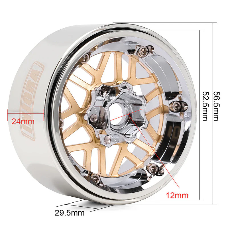 INJORA 1.9" ModuWheel Brass & Aluminum -9.65mm Offset Wheels for 1/10 RC Crawlers - Image 11