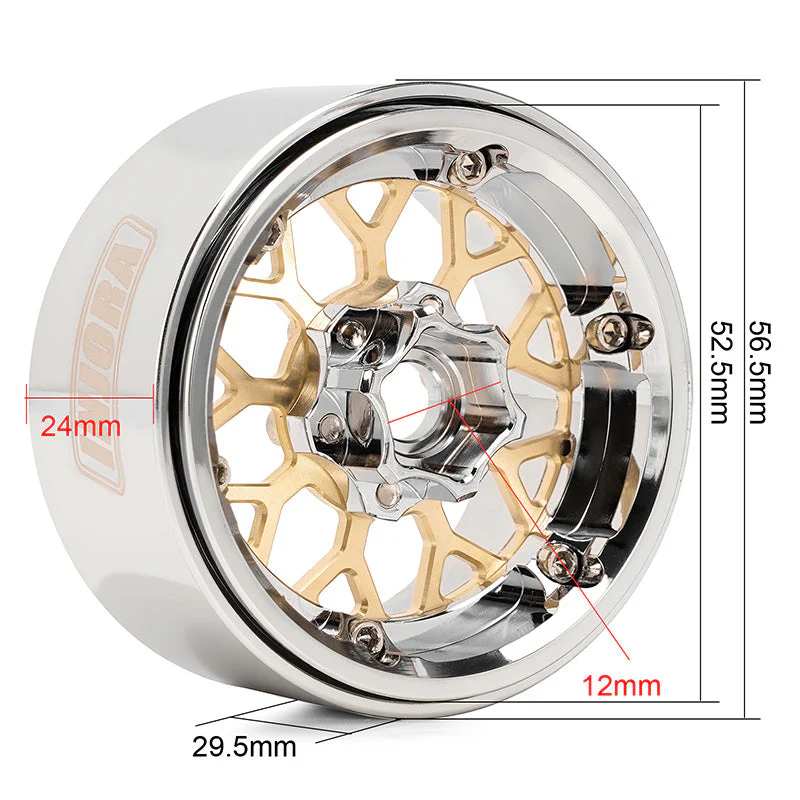 INJORA 1.9" ModuWheel Brass & Aluminum -9.65mm Offset Wheels for 1/10 RC Crawlers - Image 3