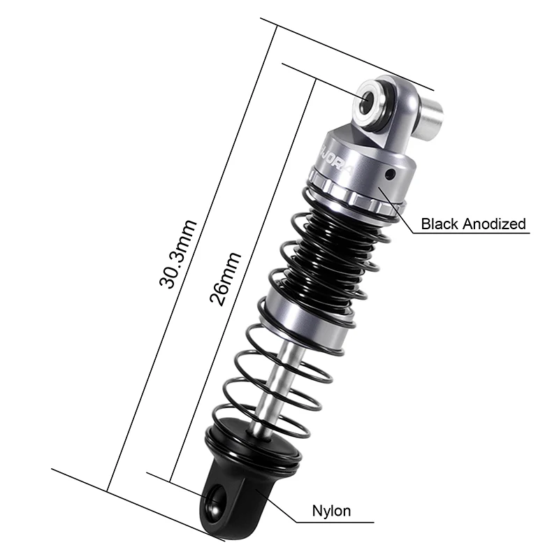 INJORA 26mm Aluminum Oil Shocks for 1/30 Axial SCX30 - Image 11