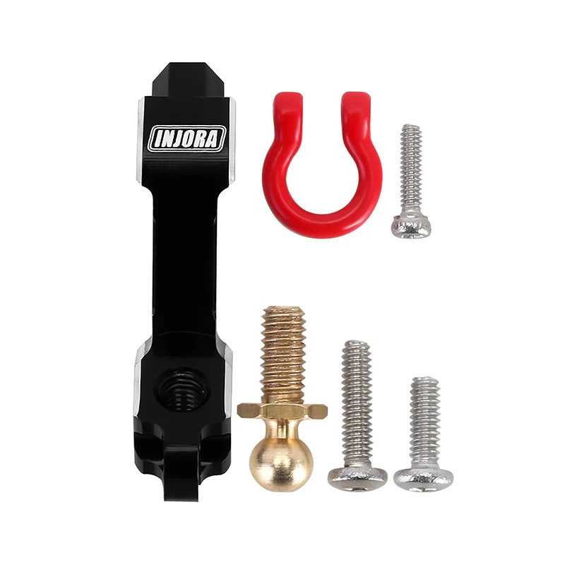 INJORA Aluminum Trailer Tow Hitch with Brass Ball for 1/18 FMS FCX18 - Image 2
