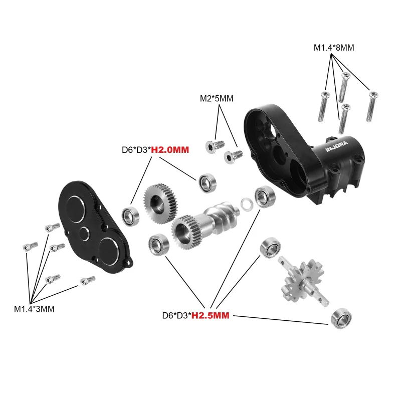 INJORA Aluminum Transmission Kit for 1/30 SCX30 (Unassembled) - Image 3