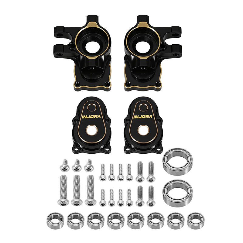 INJORA Black Brass Steering Knuckles Set for INJORA TRX4M +5mm Diamond Portal Axles - Image 2