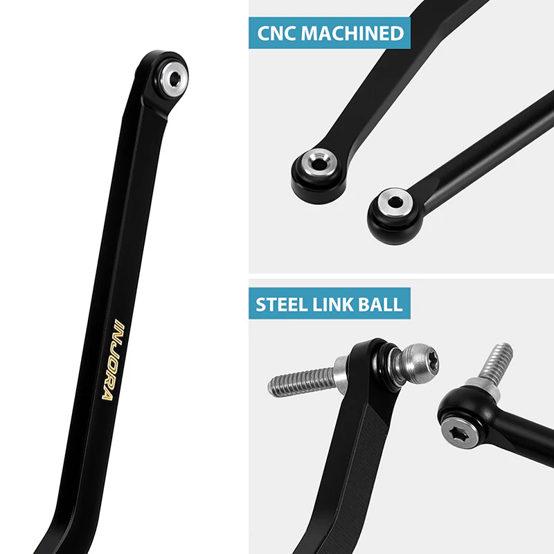 INJORA Black Brass High Clearance Chassis Links for 1/30 SCX30 - Image 4