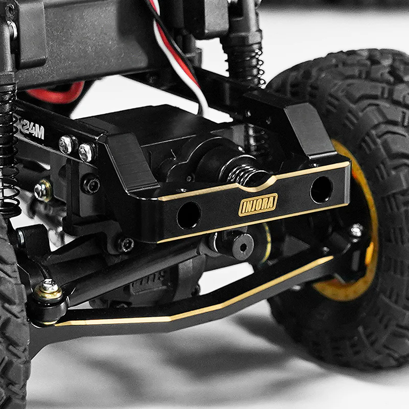 INJORA Black Brass Front Bumper Mount for 1/24 FMS FCX24M - Image 3