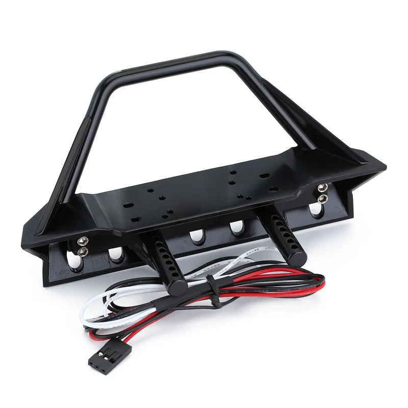 INJORA Black Metal Front Bumper with Lights for SCX10 II SCX10 III - Image 12