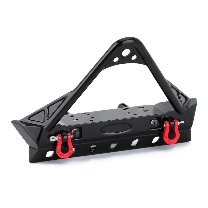 INJORA Black Metal Front Bumper with Lights for SCX10 II SCX10 III - Image 2