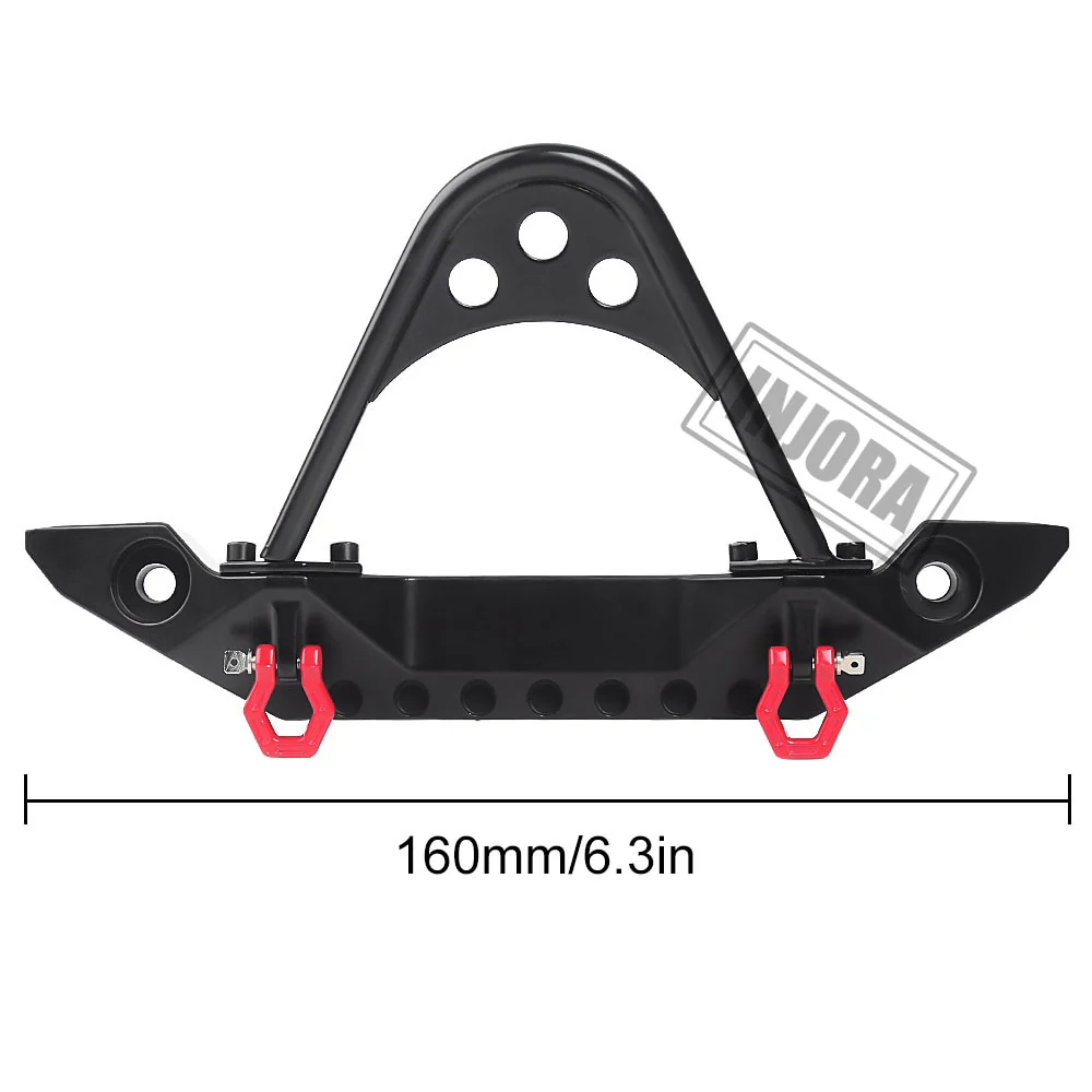 INJORA Black Metal Front Bumper with Lights for TRX4 SCX10 & SCX10 II - Image 5