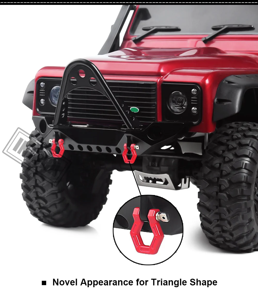 INJORA Black Metal Front Bumper with Lights for TRX4 SCX10 & SCX10 II - Image 7