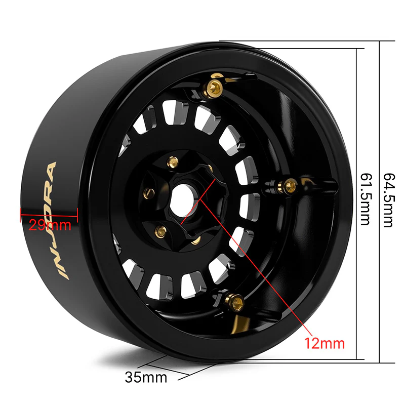 INJORA 2.2" Brass & Aluminum Wheels for 1/10 RC Crawlers (W2259) - Image 11