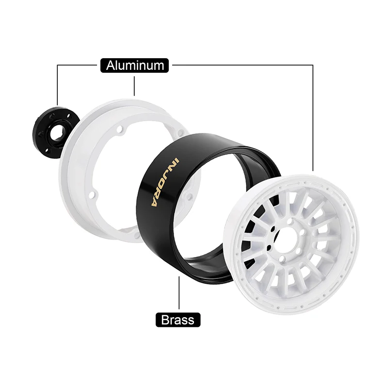 INJORA 2.2" Brass & Aluminum Wheels for 1/10 RC Crawlers (W2259) - Image 3