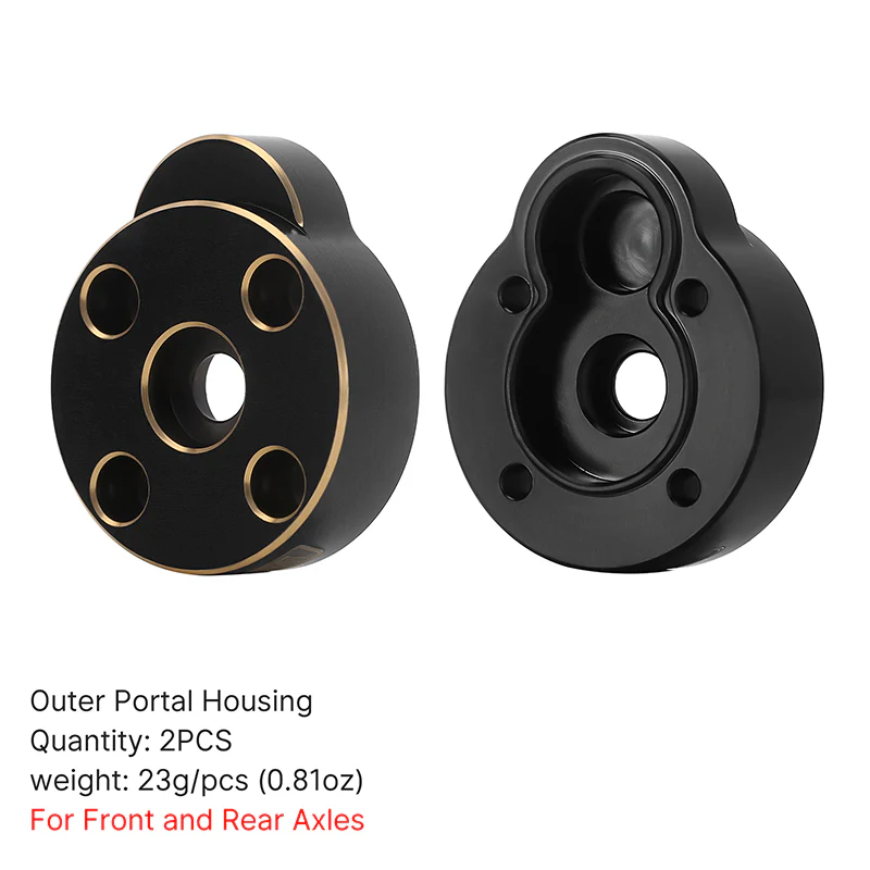[US Warehouse] INJORA Brass Outer Portal Housing Covers For FCX24 FCX18 Front & Rear Axles (FCX24-01) - Image 3