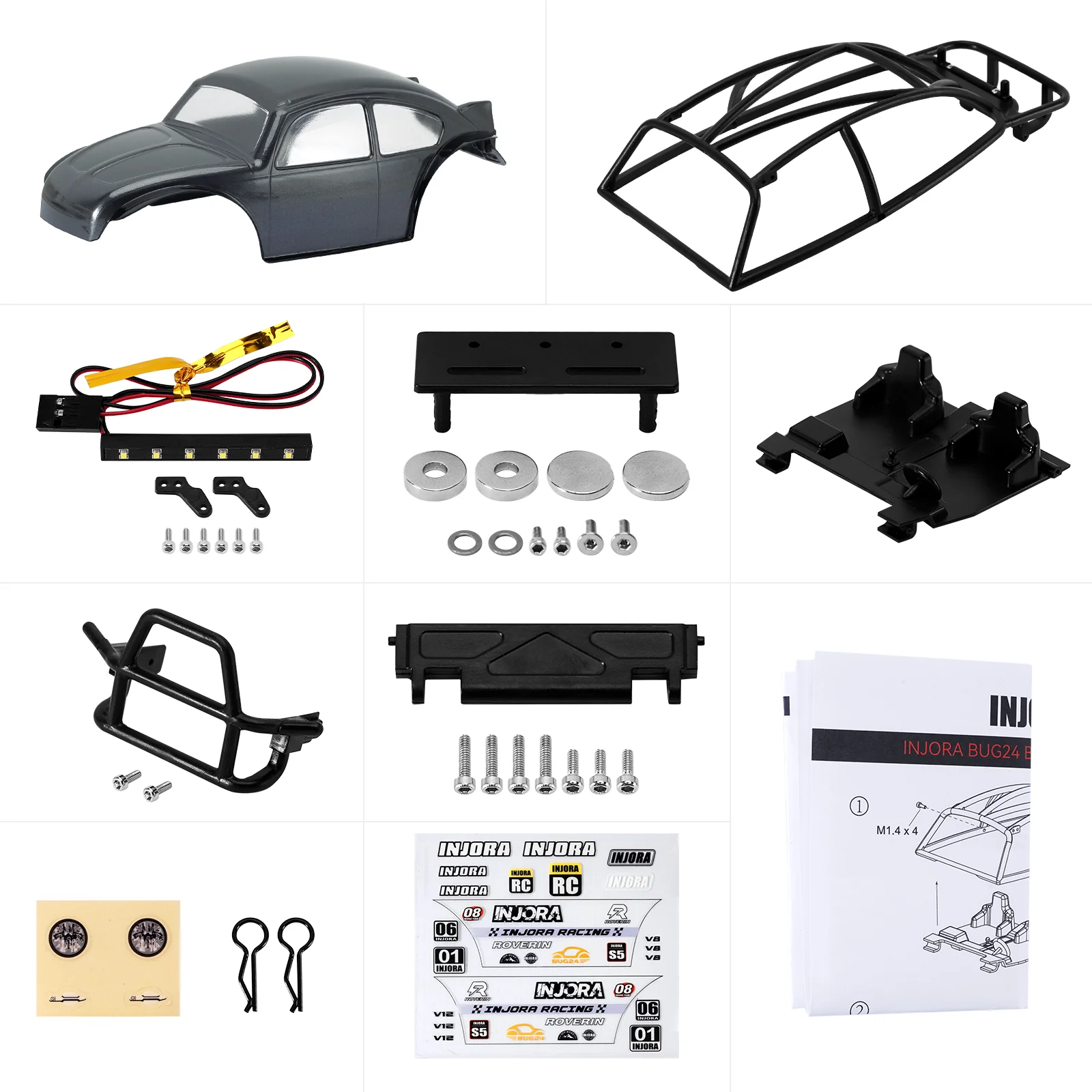 [US Warehouse] INJORA BUG24 Body with Interior for 1/24 SCX24 C10 JLU Bronco Base Camp 4Runner - Image 29