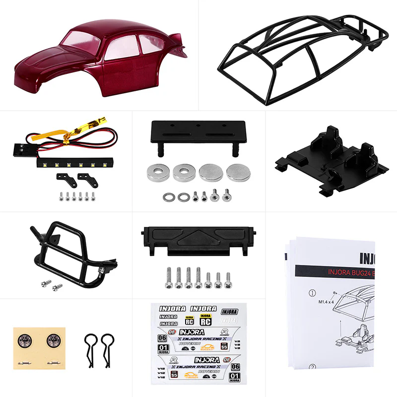 [US Warehouse] INJORA BUG24 Body with Interior for 1/24 SCX24 C10 JLU Bronco Base Camp 4Runner - Image 3