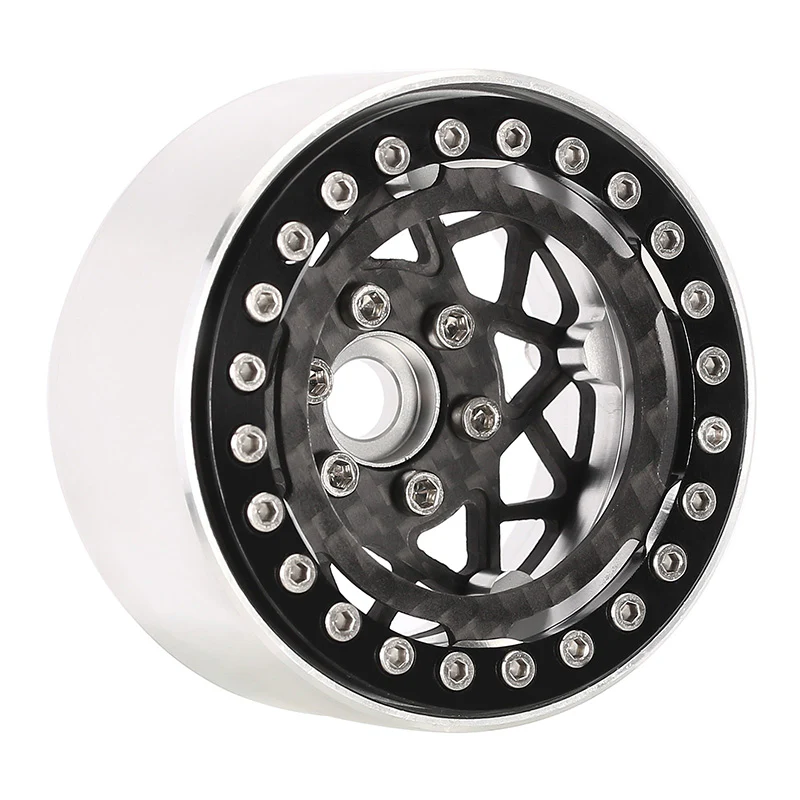 INJORA 1.9" Carbon Fiber & Aluminum -10mm Offset Wheels for 1/10 RC Crawlers (W1952) - Image 4